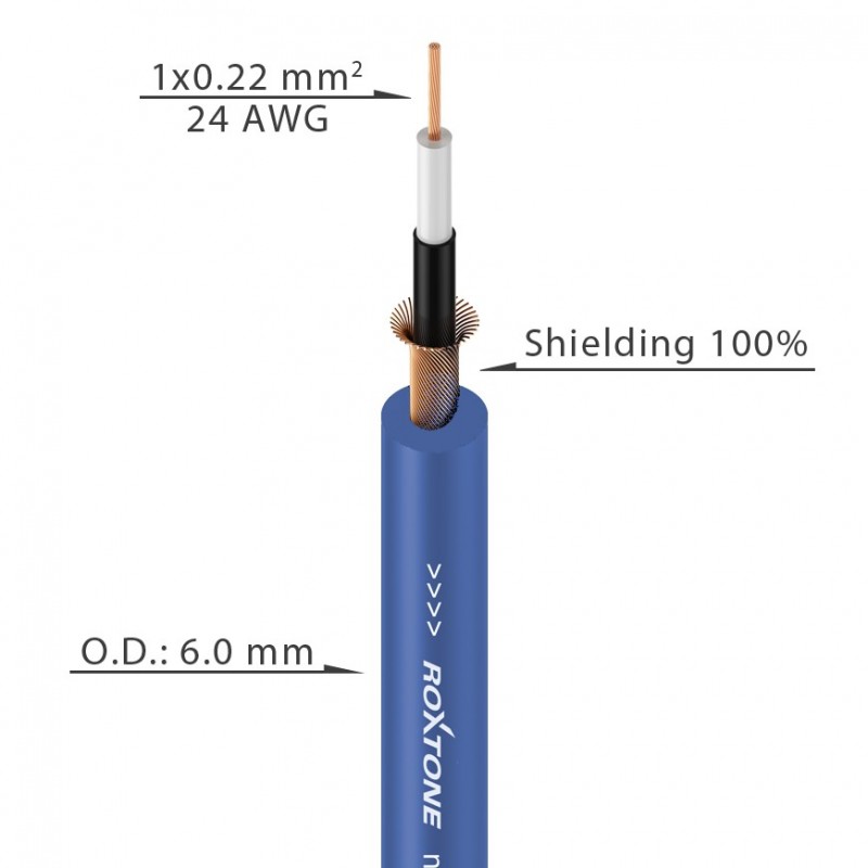 Kabel instrumentalny Roxtone GC010-100m-BL - 2