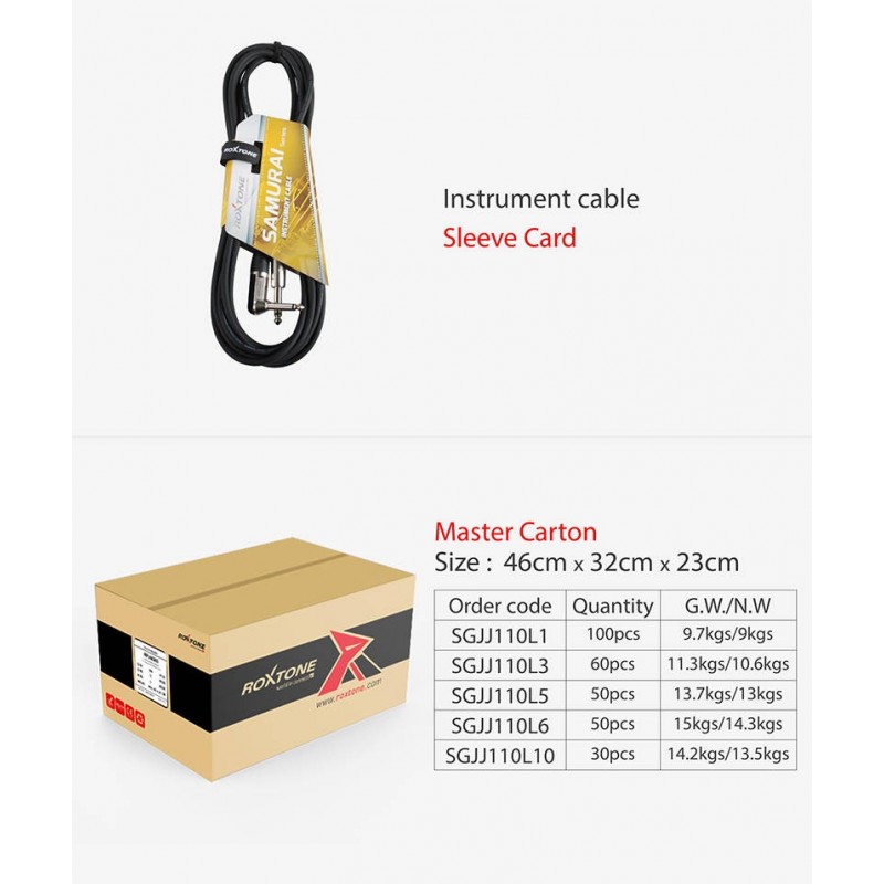 Kabel instrumentalny SAMURAI Roxtone SGJJ110L5 - 10