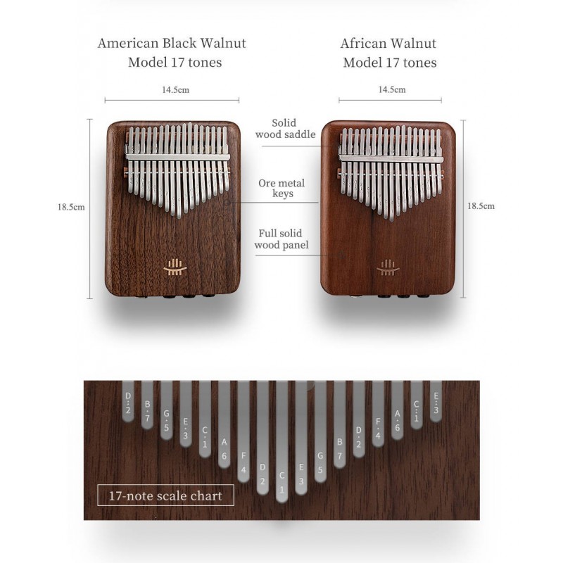 Kalimba elektryczna 17 ton Hluru KEQ17-BlackWalnut - 15