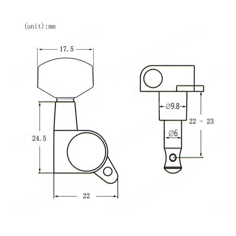 Klucze do gitary elektrycznej akustycznej, olejowe Kera Audio QFB-XFT-BK (3+3) - 3