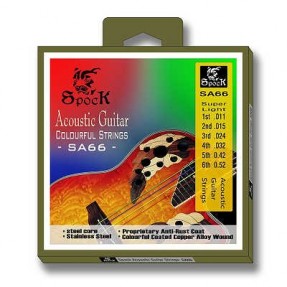 Kolorowe struny do gitary akustycznej SPOCK SA66 (11-52) - 1