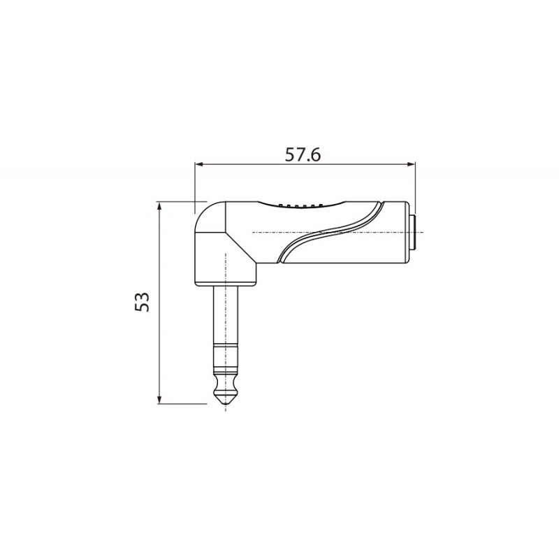 Redukcja przejściówka Wtyk Jack 6.3mm Stereo do Gniazdo Kątowe Jack 6.3mm Stereo Roxtone RPAN280 - 3