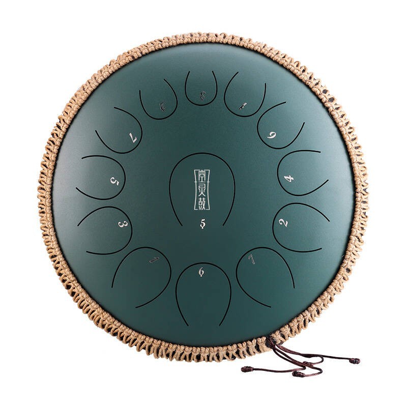 Round tongue drum 14" 13 ton Hluru TY13-14-MineralGreen - 1