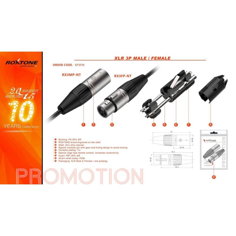 Wtyk typu XLR (komplet) Roxtone XP3FM - 9