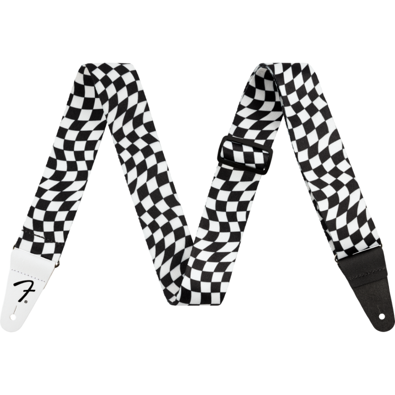 Fender Wavy Checkerboard Polyester Strap, Black/White - pasek gitarowy - 1
