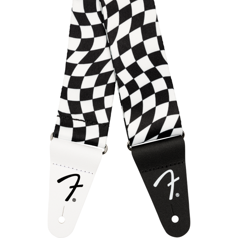 Fender Wavy Checkerboard Polyester Strap, Black/White - pasek gitarowy - 2