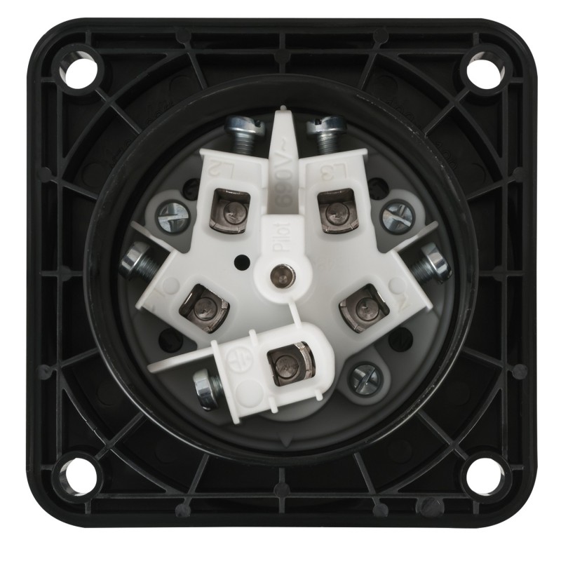 PCE Gniazdo zasilające CEE 63 A/400 V 5P męskie IP67 - czarne