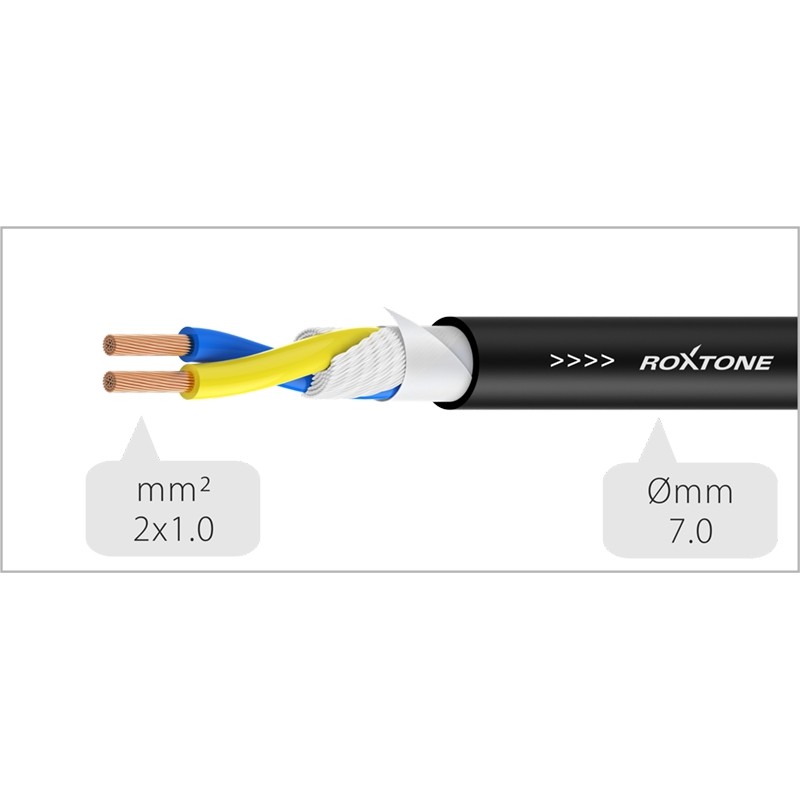 Roxtone SSJJ210L10 - Kabel głośnikowy 2 x Jack 6.3mm 10m