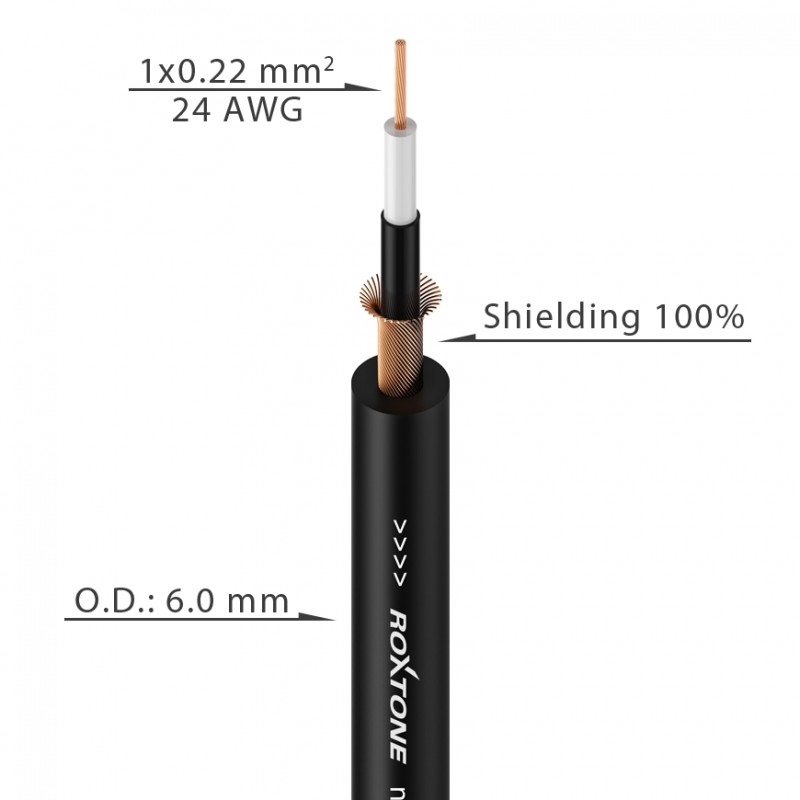 Roxtone SGJJ100L3 - Kabel instrumentalny Jack 6,3mm 3m