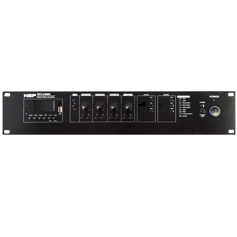NSP NP2-240MX - Wzmacniacz mikser 2-strefowy