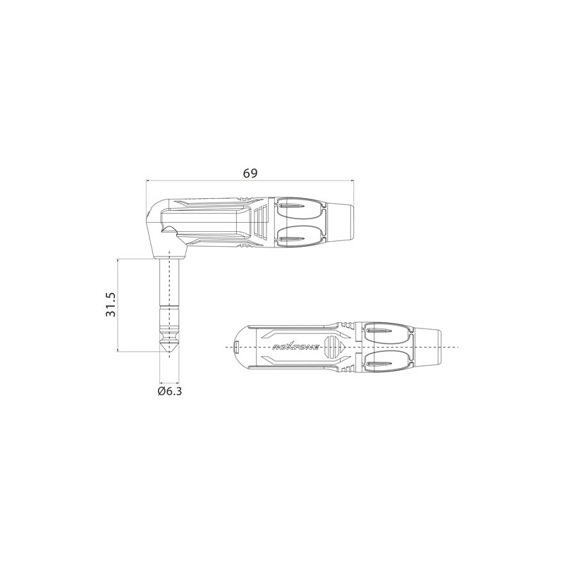Roxtone RJ3RP-BG - Wtyk typu Jack 6.3mm stereo