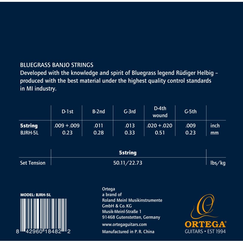 Ortega BJRH-5L - Struny do banjo Rudiger Helbig - 2 - Struny gitarowe - Ortega BJRH-5L - Struny do banjo Rudiger Helbig