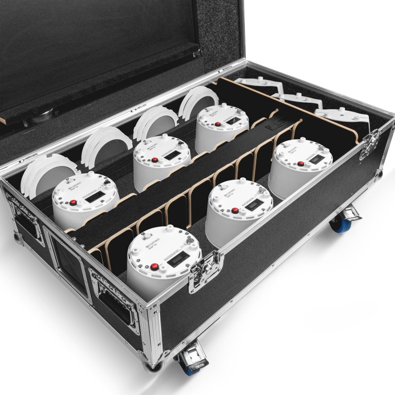 Cameo DROP B4 TOURING SET - Zestaw oświetleniowy 6 x DROP B4 w obudowie Flightcase do ładowania z zasilaczem