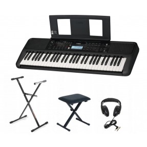 Keyboard Yamaha PSR-E383 + statyw + ława + słuchawki