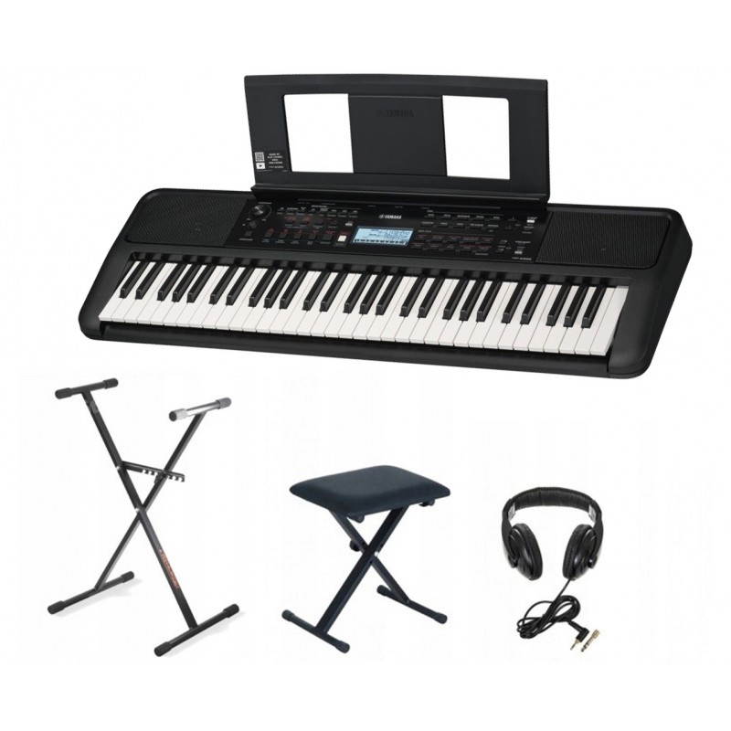 Keyboard Yamaha PSR-E383 + statyw + ława + słuchawki