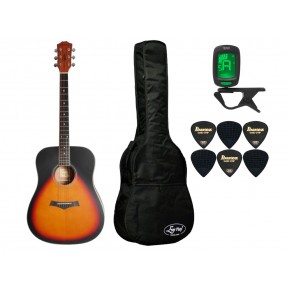 Gitara akustyczna Arrow Brone SB + pokrowiec + tuner + kostki - zestaw 1553
