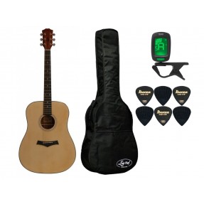 Gitara akustyczna Arrow Brone NT + pokrowiec + tuner + kostki - zestaw 1554