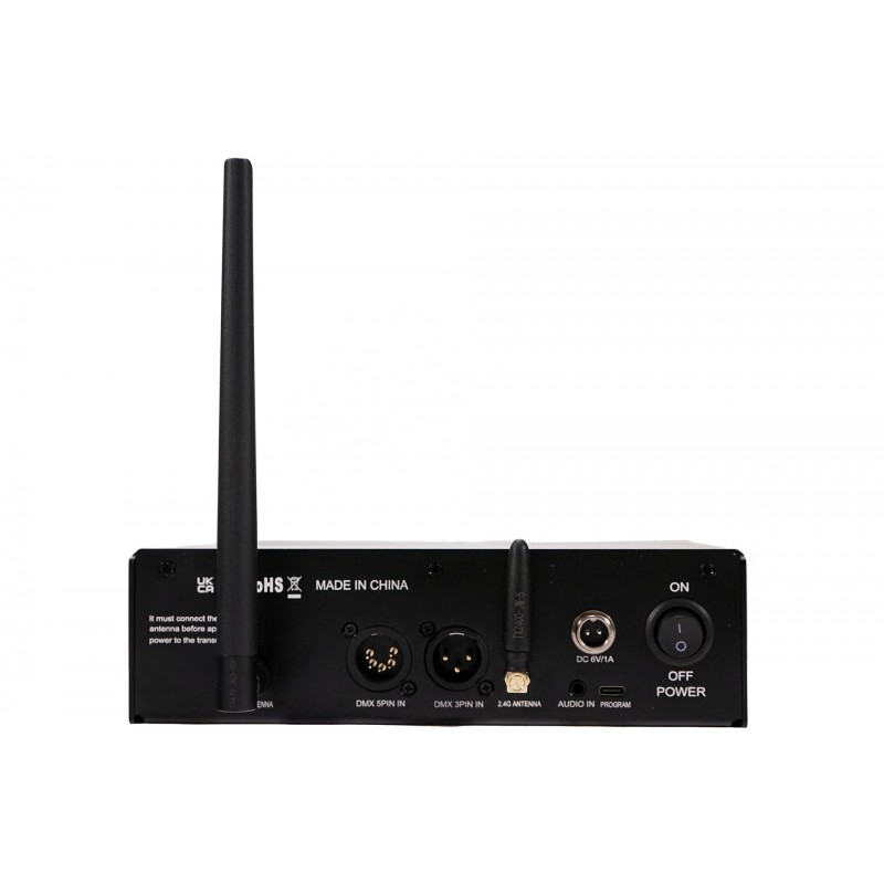 FOS GIGBAND Transmitter - Nadajnik - 3 - Sterowniki DMX i zasilanie - Jeden pilot zdalnego sterowania do opaski LED może kontrol