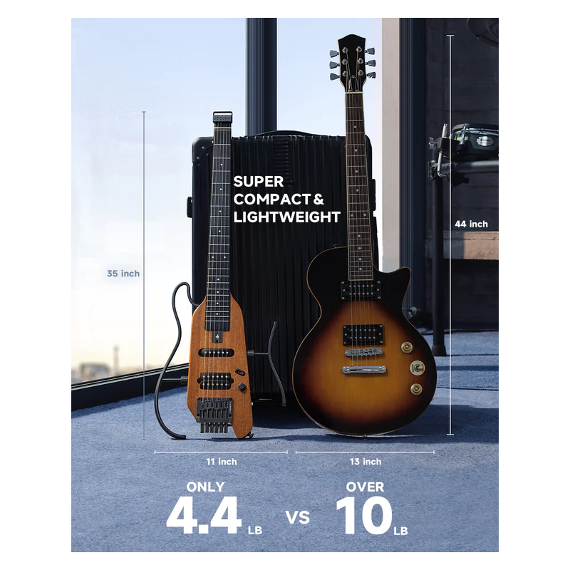 Donner HUSH-X Natural Gitara elektryczna - 8 - Gitary elektryczne - Gitara elektryczna Donner HUSH-X to przenośna konstrukcja be