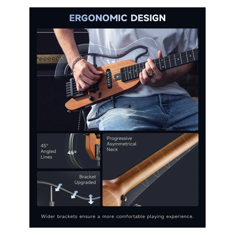 Donner HUSH-X Natural Gitara elektryczna - 10 - Gitary elektryczne - Gitara elektryczna Donner HUSH-X to przenośna konstrukcja b