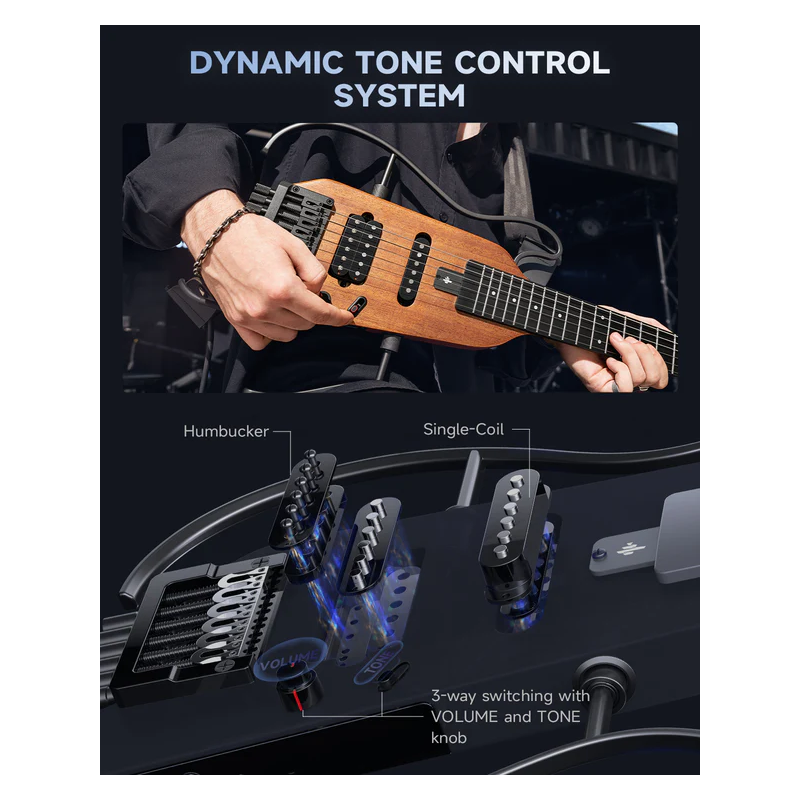 Donner HUSH-X Natural Gitara elektryczna - 13 - Gitary elektryczne - Gitara elektryczna Donner HUSH-X to przenośna konstrukcja b