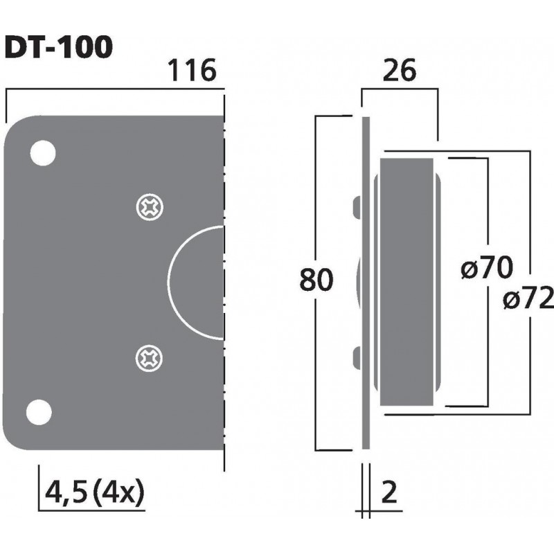 Monacor DT-100 Głośnik kopułkowy wysokotonowy, 30W RMS