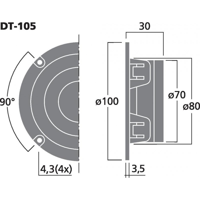Monacor DT-105 Głośnik kopułkowy wysokotonowy, 30W RMS