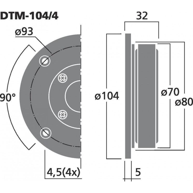 Monacor DTM-104/4 Głośnik kopułkowy wysokotonowy, 45W RMS
