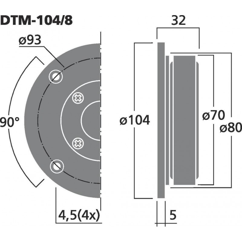 Monacor DTM-104/8 Głośnik kopułkowy wysokotonowy, 45W RMS