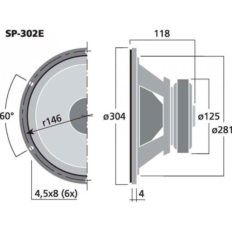 Monacor SP-302E Głośnik nisko-średniotonowy, 100W RMS