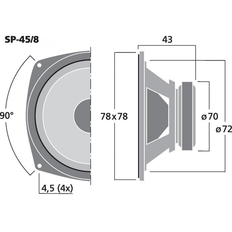 Monacor SP-45/8 Głośnik nisko-średniotonowy, 20W RMS