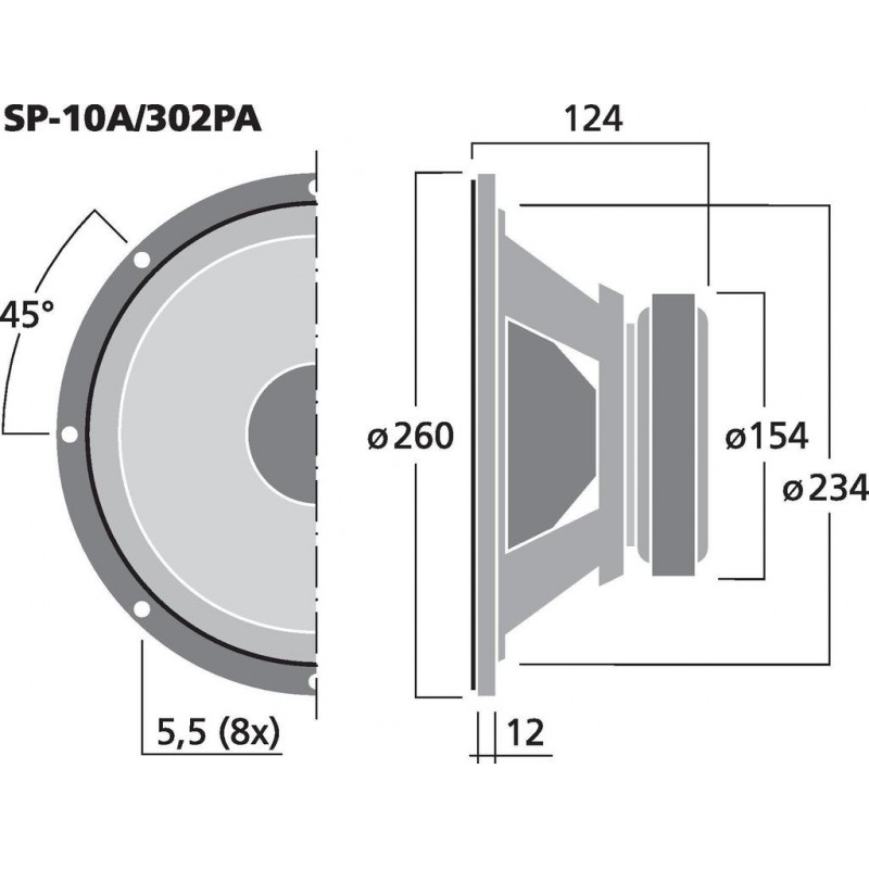 Monacor SP-10A/302PA Głośnik nisko-średniotonowy, 300W RMS