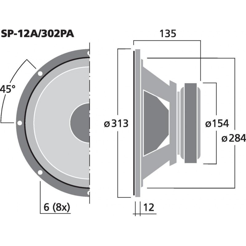 Monacor SP-12A/302PA Głośnik nisko-średniotonowy, 300W RMS