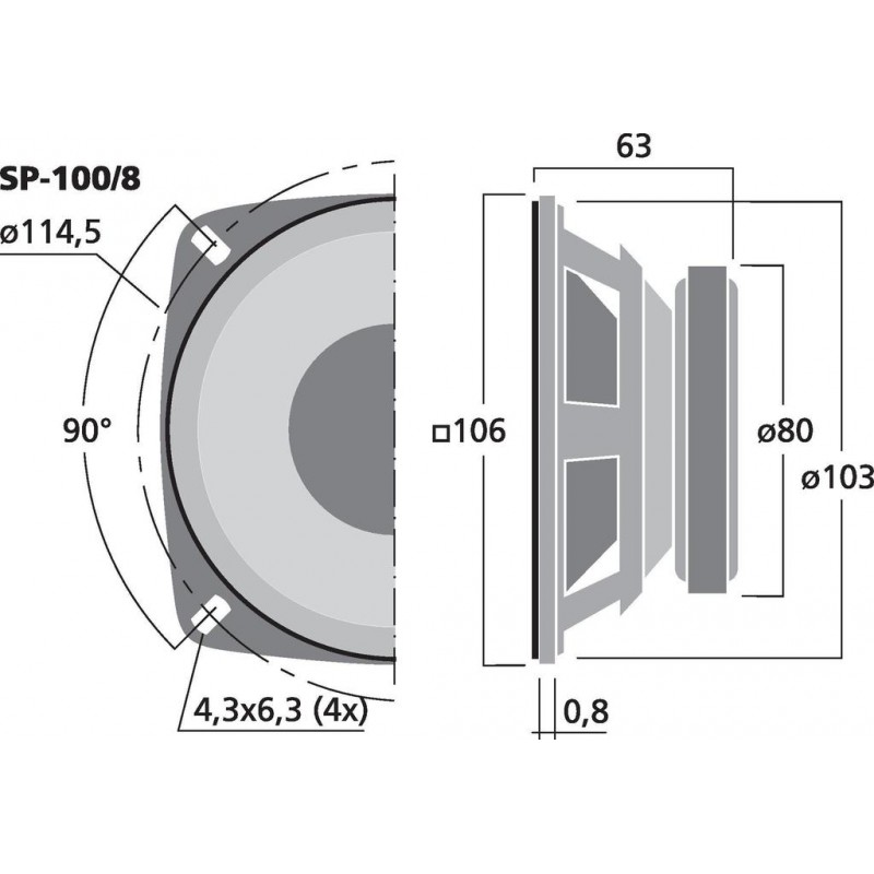 Monacor SP-100/8 Głośnik nisko-średniotonowy, 30W RMS