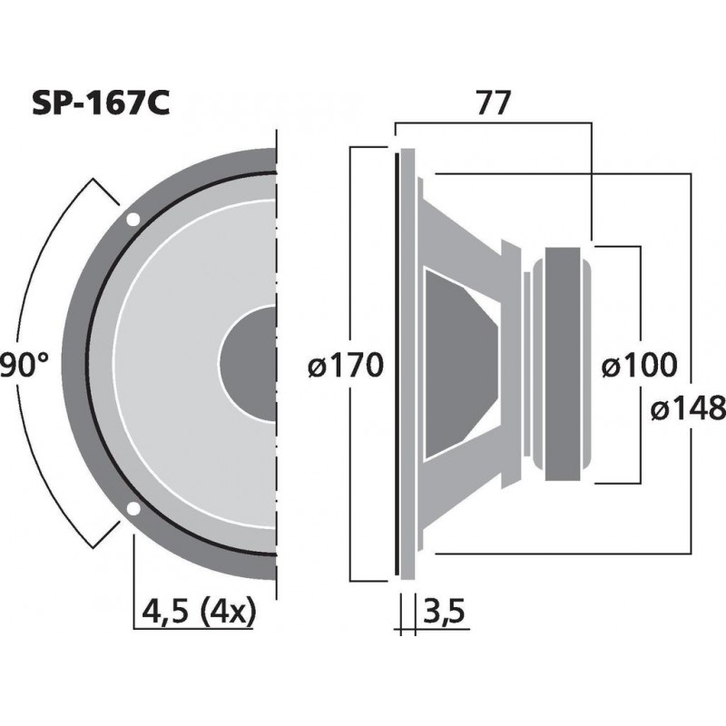 Monacor SP-167C Głośnik nisko-średniotonowy, 50W RMS