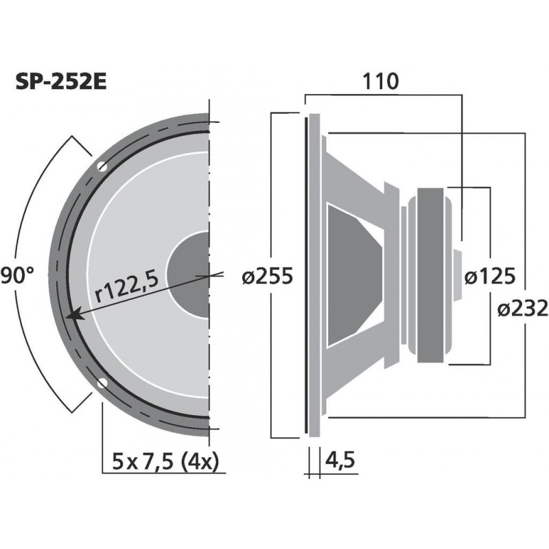 Monacor SP-252E Głośnik nisko-średniotonowy, 75W RMS