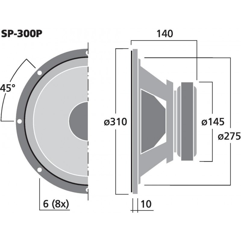 Monacor SP-300P Głośnik niskotonowy, 100W RMS