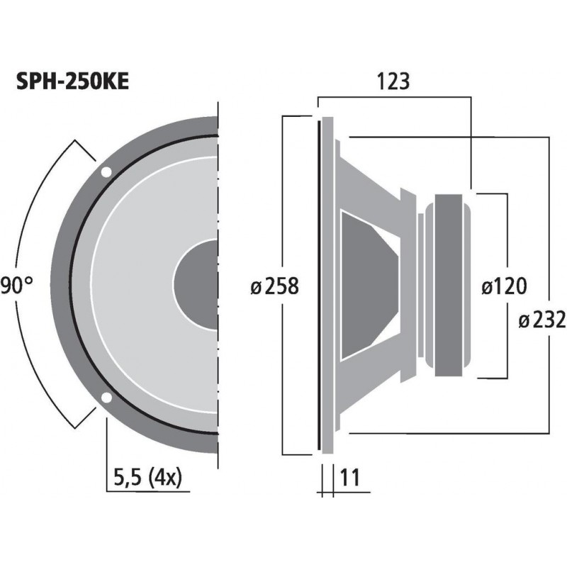 Monacor SPH-250KE Głośnik niskotonowy, 100W RMS