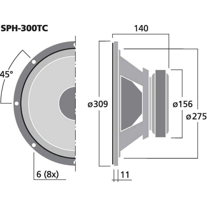 Monacor SPH-300TC Głośnik niskotonowy, 2 x 120W RMS
