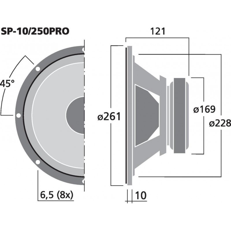 Monacor SP-10/250PRO Głośnik niskotonowy, 250W RMS