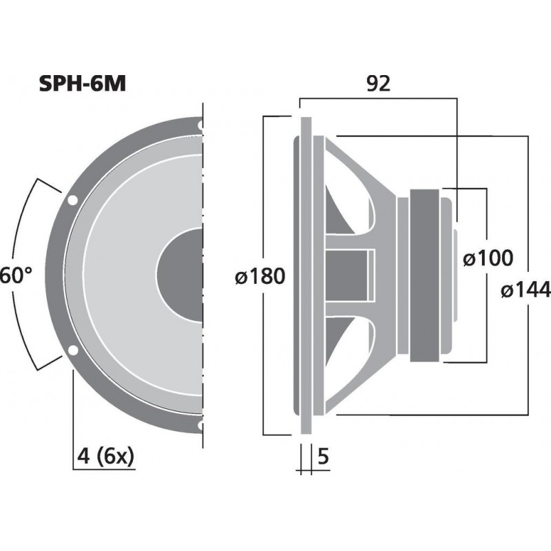 Monacor SPH-6M Głośnik niskotonowy, 60W RMS