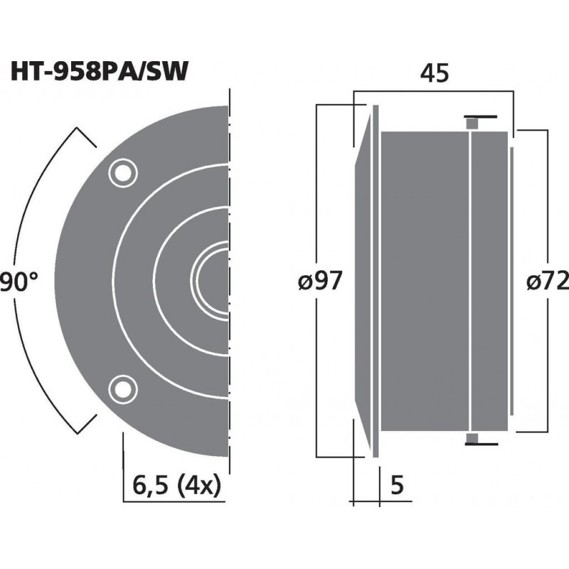 Monacor HT-958PA/SW Głośnik pierścieniowy wysokotonowy, 30W RMS