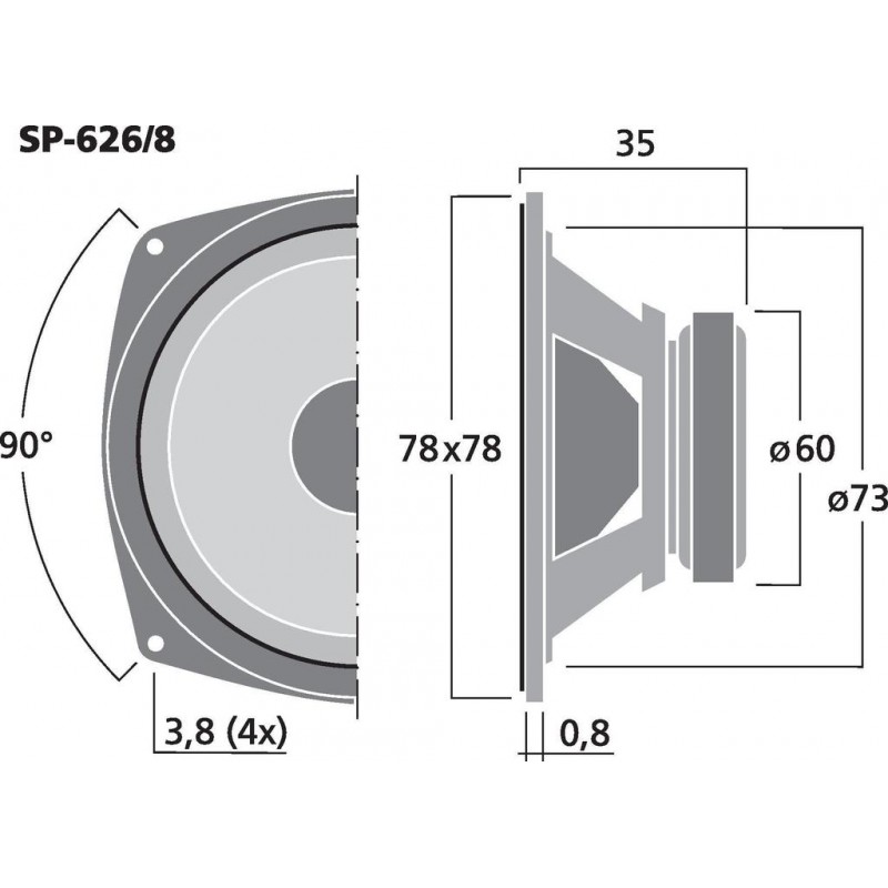 Monacor SP-626/8 Głośnik szerokopasmowy, 2W RMS