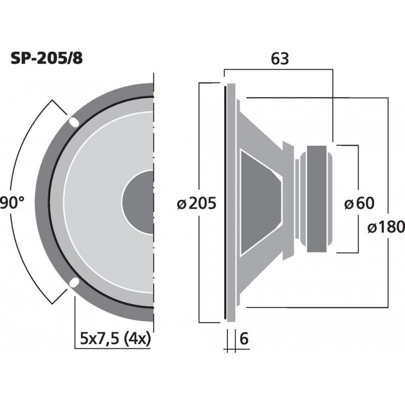 Monacor SP-205/8 Głośnik szerokopasmowy, 8W RMS