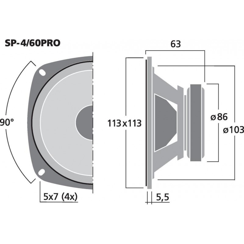 Monacor SP-4/60PRO Głośnik średniotonowy, 30W RMS