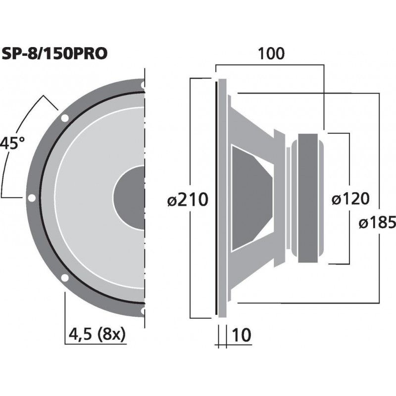 Monacor SP-8/150PRO Głośnik średniotonowy, 30W RMS