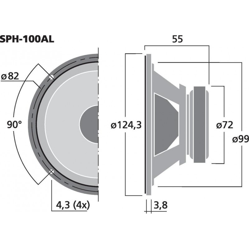 Monacor SPH-100AL Głośnik średniotonowy, 40W RMS