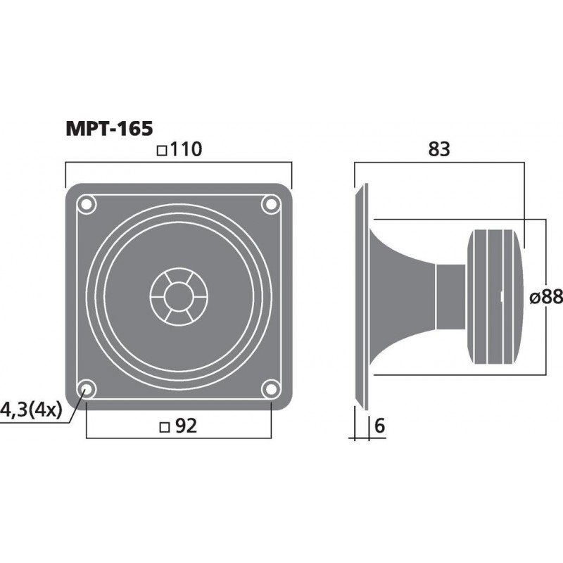 Monacor MPT-165 Głośnik wysokotonowy, 60W RMS