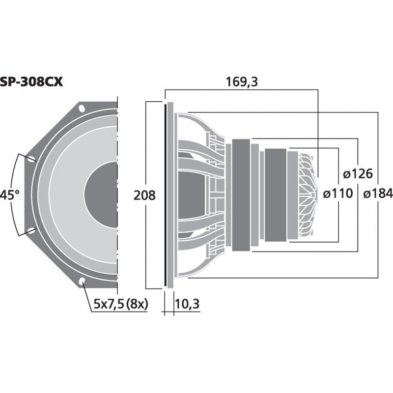 Monacor SP-308CX Koaksjalny głośnik PA 2-drożny