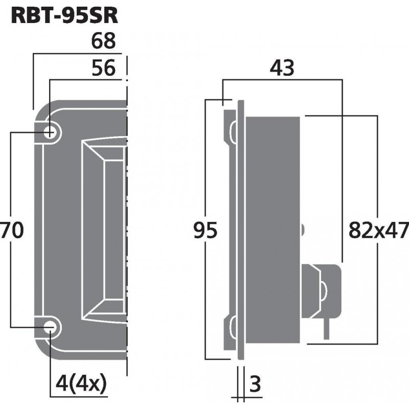 Monacor RBT-95SR Wstęgowy głośnik wysokotonowy, 40W RMS